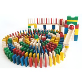 EkoToys Dřevěné domino barevné 430 ks
