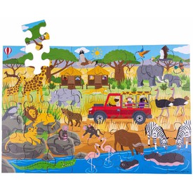 Bigjigs Toys Podlahové puzzle Africké dobrodružné 48dílků