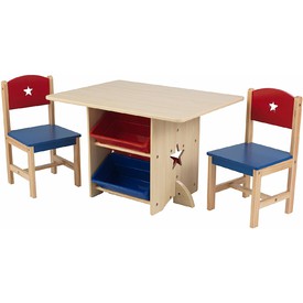 KidKraft dětský stůl Star se dvěma židličkami a boxy