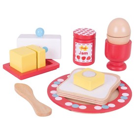 Bigjigs Toys Dřevěný set snídaně s puntíky