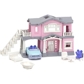 Green Toys Růžový dům s 9 ks příslušenství