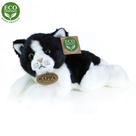 Rappa Plyšová kočka bílo-černá ležící 16 cm ECO-FRIENDLY