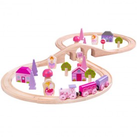 Bigjigs Rail Dřevěná vláčkodráha osmička pro princezny 40 dílů poškozený obal