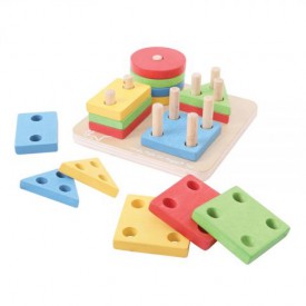 Bigjigs Baby Nasazování barevných tvarů na tyče poškozený obal