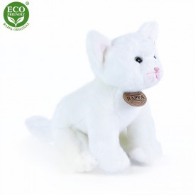 Rappa Plyšová kočka bílá sedící 24 cm ECO-FRIENDLY