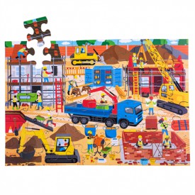 Bigjigs Toys Podlahové puzzle Staveniště 48dílků - poškozený obal