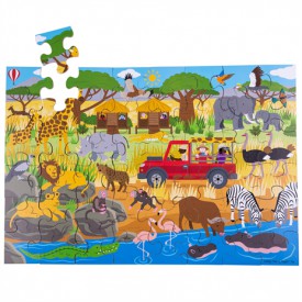 Bigjigs Toys Podlahové puzzle Africké dobrodružné 48dílků - poškozený obal