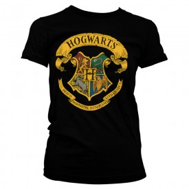 Dámské tričko Harry Potter - Bradavický erb, černé
