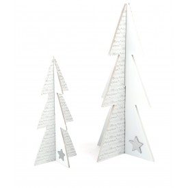 Small FootDřevěná dekorace vánoční stromeček bílý 2ks