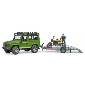 Bruder Land Rover s přívěsem, motorkou a figurkou měřítko: 1:16