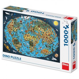Dino Puzzle Kreslená mapa světa 1000 dílků