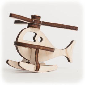 CuteWood Dřevěné 3D puzzle Vrtulník