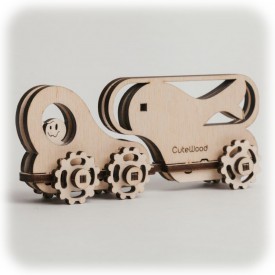 CuteWood Dřevěné 3D puzzle Rybí vůz