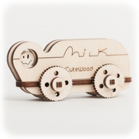 CuteWood Dřevěné 3D puzzle Kamion s mlékem