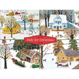 Galison Folk Art Christmas Deluxe Notecard Collection 24 ks
