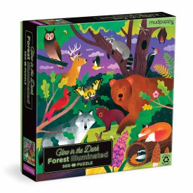 Mudpuppy Puzzle Lesní zvířátka -  svítící ve tmě 500 dílků
