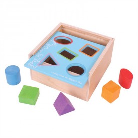 Dřevěná motorická vhazovací hračka - Krabička s tvary
