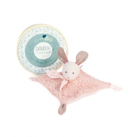 Doudou Plyšový králiček s růžovou dečkou z  BIO bavlny 25 cm