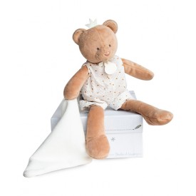 Doudou Dárková sada - plyšová hračka medvídek s dečkou 28 cm