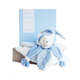 Doudou Dárková sada - plyšový usínáček modrý medvídek 24 cm