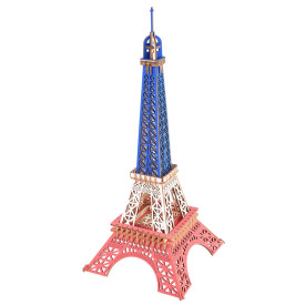 Woodcraft Dřevěné 3D puzzle Eiffelova věž v barvách Francie