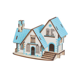 Woodcraft Dřevěné 3D puzzle Modrý dům