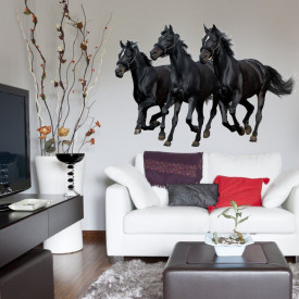 Samolepka na zeď - Tři černé koně N.1 – 60 × 90cm
