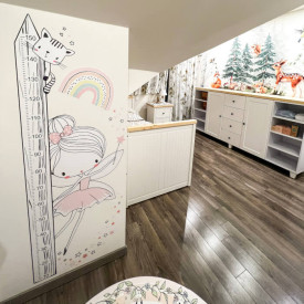 Samolepky do dětského pokoje - Víla ve dvou barvách - dětský metr N.2. – RŮŽOVÁ víla, 150cm metr