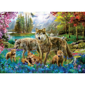 EUROGRAPHICS Puzzle Vlčí rodina u jezera XL 500 dílků
