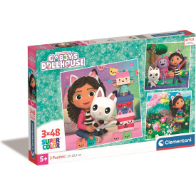 CLEMENTONI Puzzle Gábinin kouzelný domek 3x48 dílků