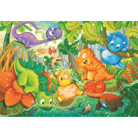 CLEMENTONI Puzzle Šťastná oáza dinosaurů MAXI 24 dílků