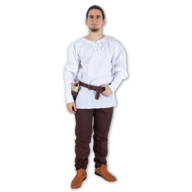 Bavlněná pánská košile se šněrováním - bílá