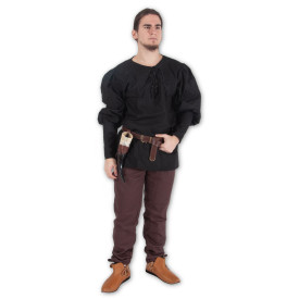 Bavlněná pánská košile se šněrováním - černá