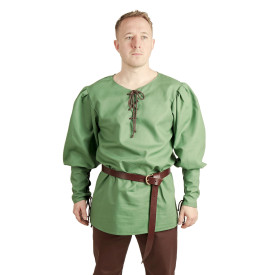 Bavlněná pánská košile se šněrováním - zelená