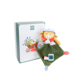 Doudou Dárková sada Plyšová kravička Aneth s chrastítkem 21 cm