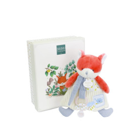 Doudou Dárková sada Plyšová liška Romarin s úchytem na dudlík 19 cm