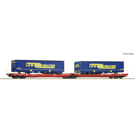 Roco Dvojitý kloubový kontejnerový vagón, T3000e, DB AG - 77385