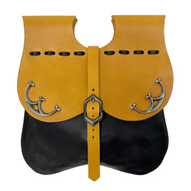 Středověká brašna s kováním - žlutá