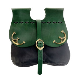 Středověká brašna s kováním - zelená