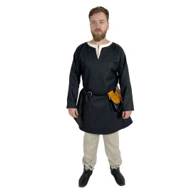 Středověká vlněná tunika - černý antracit