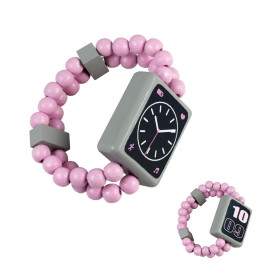 Detoa Dřevěné oboustranné hodinky růžové