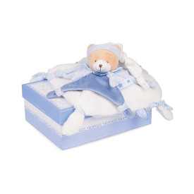 Doudou Dárková sada - plyšový medvídek muchláček s čepičkou - poškozený obal