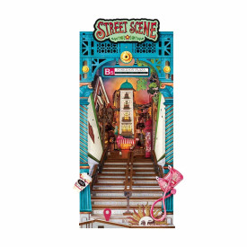 RoboTime 3D skládačka Zarážka na knihy Miniatura domečku Městská ulice