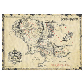 Pergamenový plakát Pán prstenů - Mapa Středozemě