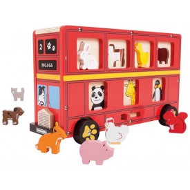Bigjigs Toys dřevěný autobus se zvířátky