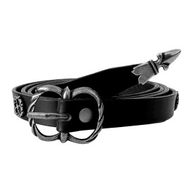 Černý kožený středověký opasek - mosazné zdobení