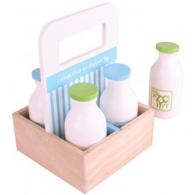 Bigjigs Toys dřevěné mléko v přenosné krabičce