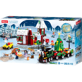 Sluban Town M38-B0887 Vánoční vesnice s vláčkem