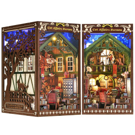2Kids Toys 3D skládačka Zarážka na knihy Miniatura domečku Úřad pro záležitosti koček