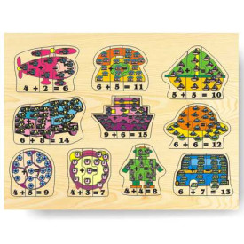 Dřevěné vkládací puzzle matematika počítání do 15